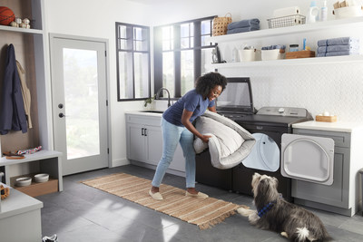 The new Maytag® Pet Pro System, designed to visibly remove pet hair, helps pet owners conquer pet hair like a pro.