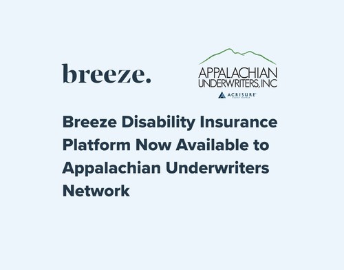 Now that Breeze is partnered with Appalachian Underwriters, thousands of agents and brokers can offer online disability insurance via Breeze's turnkey platform.