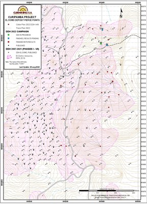 Figure 1: Drill hole location map for El Domo deposit (CNW Group/Adventus Mining Corporation)