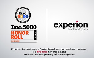 Experion Technologies listed in Inc. 5000 ranking fifth year in a row