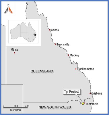Figure One – Location of Tyr Project in northern New South Wales, Australia (CNW Group/MegaWatt Lithium and Battery Metals Corp.)