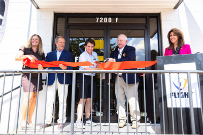 Pictured (left to right): Meghan E. Snyder Director, Greater Springfield Chamber of Commerce, retired NASA astronaut Captain Hoot Gibson, FLIGHT Springfield General Manager Jay Jannetto, Flight Adventure Park CEO Steven L. Yeffa, Captain Tammie Jo Shults