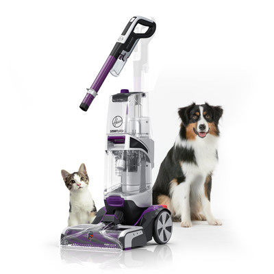 The NEW HOOVER® SmartWash™ PET Complete Automatic Carpet Washer makes carpet washing as easy as vacuuming! Simply push forward to clean and pull back to dry. No trigger, and no mixing solutions. And the SmartWash™ PET Complete is designed specifically for homes with pets. Use the Spot Chaser™ Pretreat Wand to pretreat stains before you clean or as you go. Plus, the antimicrobial FlexForce Pet PowerBrushes remove deep-down dirt while resisting pet odors.