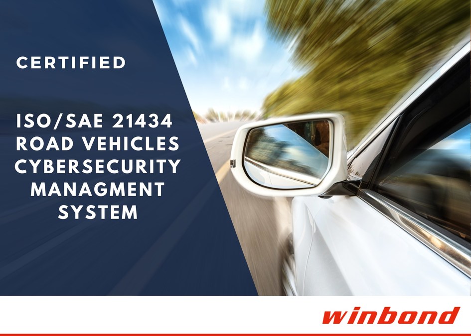 Winbond became the world's first memory vendor to receive the ISO/SAE 21434 certification for Road vehicles Cybersecurity Management System - Vimarsana News
