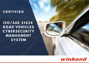 Winbond became the world's first memory vendor to receive the ISO/SAE 21434 certification for Road vehicles Cybersecurity Management System
