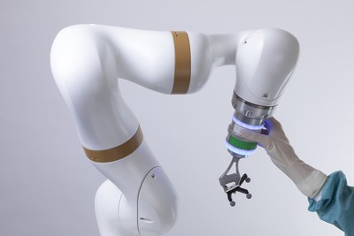 The robotic arm of the surgical robotics platform that received FDA certification