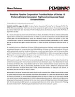 Pembina Pipeline Corporation Provides Notice of Series 15 Preferred Share Conversion Right and Announces Reset Dividend Rates