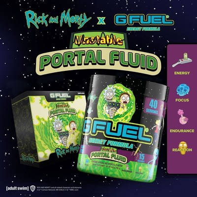 G FUEL Unstable Portal Fluid, inspired by "Rick and Morty," is available for pre-order at GFUEL.com! (