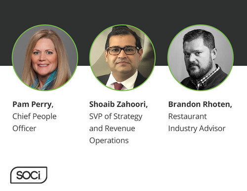 SOCi added the following key members to its leadership and advisory team: Pam Perry as its chief people officer, Shoaib Zahoori, as SVP of strategy and revenue operations, and Brandon Rhoten, as a member of SOCi’s Industry Advisory Board. (Photo: SOCi)