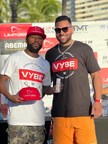 Floyd Mayweather Jr. Sports "Limitless X" and "VYBE" Logos at Promotion Event for September Fight Against Mikuru Asakur