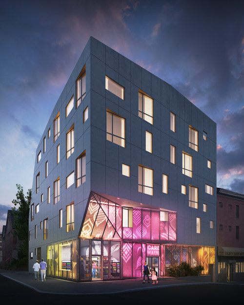 The nation’s first care-based co-housing building, Carehaus, will be completed in Baltimore next year and provide quality care and homes for older and disabled adults as well as quality jobs and homes for caregivers and their families. Image credit: 2022 rendering by (Rafi Segal A+U with Marisa Morán Jahn)