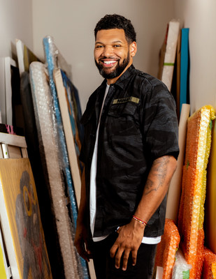 Hebru Brantley in his studio. Photo by Bianca Garcia.