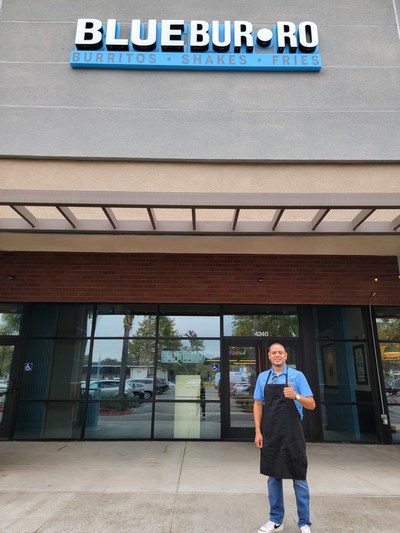 Encinal Brands CEO and founder Ivan Flores visits a Blue Burro franchise restaurant in Bixby Knolls, California.