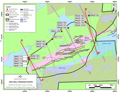 Figure 1: Plan Map of Magino Showing Locations of drill holes in this Press Release (CNW Group/Argonaut Gold Inc.)