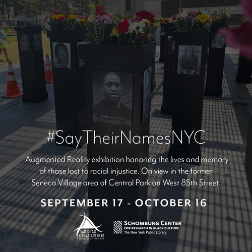 The Say Their Names Memorial Exhibition debuts in New York's Central Park on September 17 before touring the nation as a landmark augmented reality (AR) experience honoring those lost to racial injustice.