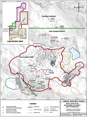 Figure 1. San Albino Mine Drilling Program (CNW Group/Mako Mining Corp.)