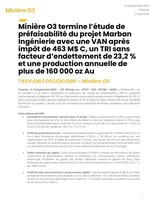 Télécharger le communiqué de presse (Groupe CNW/O3 Mining Inc.)