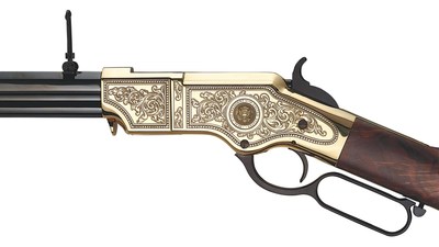 The left side of the rifle features a highly detailed Seal of the President of the United States surrounded by period-correct scrollwork.