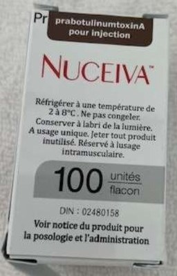 Counterfeit Nuceiva injectable drug seized from New You Spa in Vaughan, Ontario (CNW Group/Health Canada)