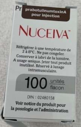 Public Advisory - Counterfeit Nuceiva injectable drug seized from New You Spa in Vaughan, Ontario