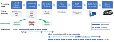 Figure 3 – Simplified Processing Route for Nickel Sulphate Production (CNW Group/FPX Nickel Corp.)