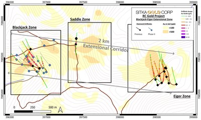 Figure 4 - Plan Map of Drilling Across the Extensional Corridor (CNW Group/Sitka Gold Corp.)