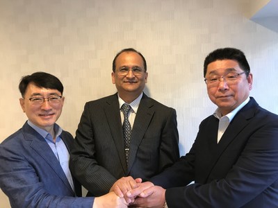 Mr. Lucky Park (Samsung Goldex Foundation), Mr. Bijaya (Padma & Sons), and Mr. Yamagata (Family Japan) from the left
