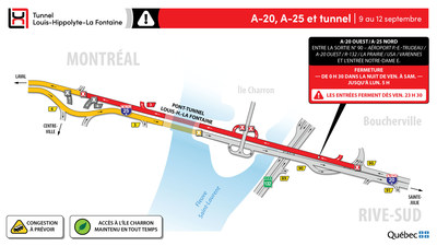 Fermeture secteur tunnel (Groupe CNW/Ministère des Transports)