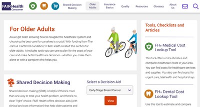 New Older Adults Section on FAIR Health Consumer https://www.fairhealthconsumer.org/for-older-adults