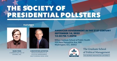 The Society of Presidential Pollsters Founder Mark Penn will discuss “American Government in the 21st Century” annual poll results.