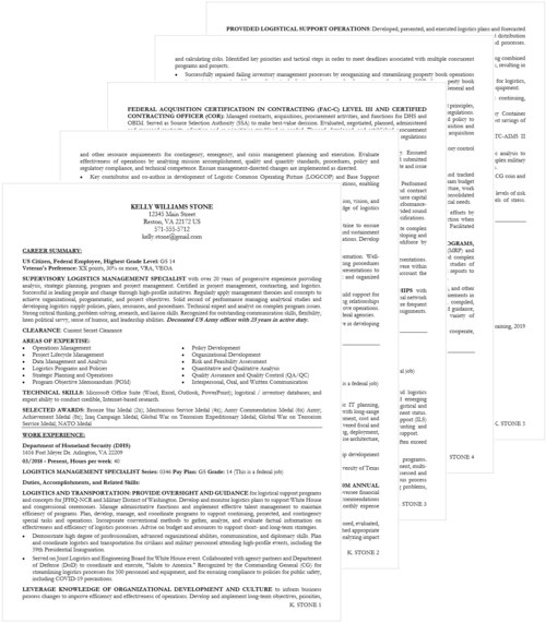 Federal Resume Sample