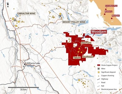 Figure 1 – Woodjam Project Location Map (CNW Group/Vizsla Copper Corp.) Figure 1 – Woodjam Project Location Map (CNW Group/Vizsla Copper Corp.)