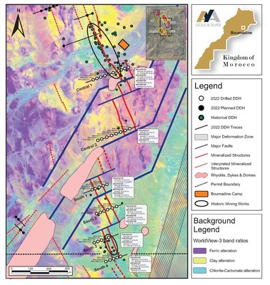Figure 2 – Surface Plan with DDH Completed in 2022 on Boumadine (CNW Group/Aya Gold & Silver Inc)