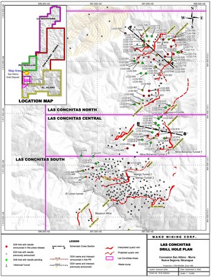 Figure 1 – Drill Hole Plan (CNW Group/Mako Mining Corp.)