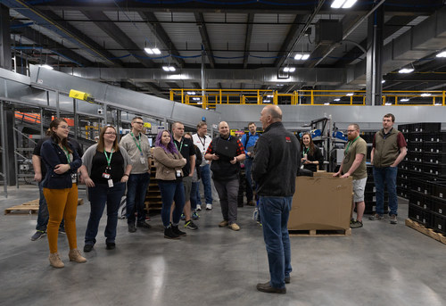 Digi-Key Electronics employees nominated the company as one of the region’s 50 Best Places to Work in 2022. Pictured: Digi-Key president Dave Doherty gives a tour of the company’s new Product Distribution Center expansion (PDCe) to employees.