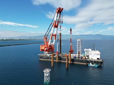 Pattern Energy’s Ishikari Wind project under construction in Ishikari Bay in Hokkaido, Japan