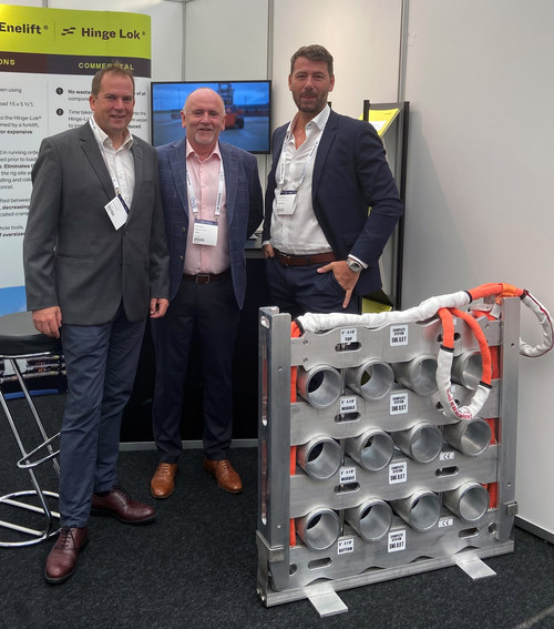 L to R: Gavin Collins, Global Commercial Director, OEG Offshore, Paul Brebner, Managing Director, Enelift and Kjetil Skaaren, Business Development Director, Modex AS at Offshore Northern Seas in Stavanger. (PRNewsfoto/OEG Offshore)