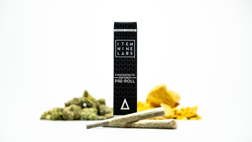 Item 9 Labs' 1 gram infused pre-rolls are crafted with award-winning flower and live resin sugar, live resin badder or crumble concentrates which are grown and extracted in-house. Each infused pre-roll is individually packaged and made with ultra-thin, unrefined French paper to ensure a superior cannabis experience.