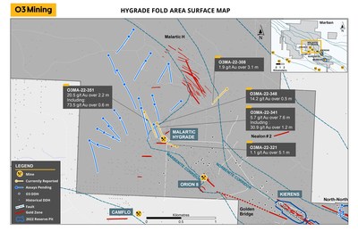Figure 2: Hygrade Fold Area Surface Map (CNW Group/O3 Mining Inc.)