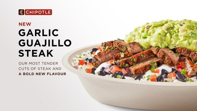 Chipotle's new Garlic Guajillo Steak features the exciting and dynamic combination of garlic and guajillo peppers, brought to life with real ingredients and classic cooking techniques.