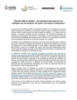 Intentions des partis politiques du Québec (Groupe CNW/Association des intervenants en dépendance du Québec (AIDQ))