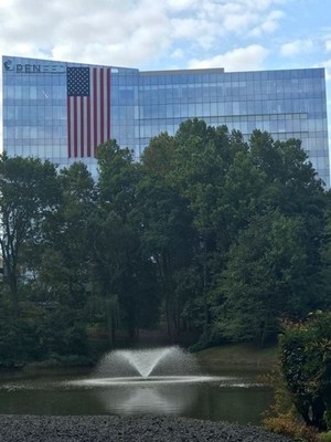Each year, PenFed Credit Union drapes a 30 x 60-foot American flag over the side of its corporate headquarters in Tysons, Virginia to honor and remember those who were impacted by and responded to the September 11 terrorist attacks.