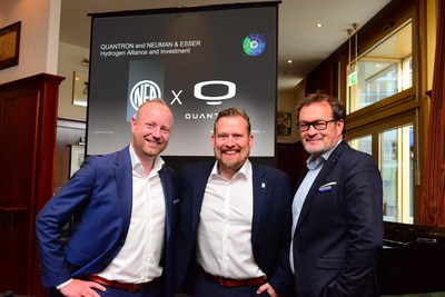 NEA Group MD Jens Wulff & Quantron AG Board Members Andreas Haller (left) & Michael Perschke (right) Announce Investment and Cooperation (PRNewsfoto/Quantron AG)