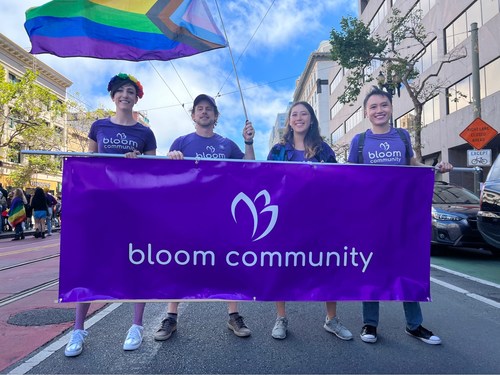 The Bloom Community team at San Francisco Pride 2022. Bloom Community partnered with San Francisco Pride to host the SF Pride Community Calendar.