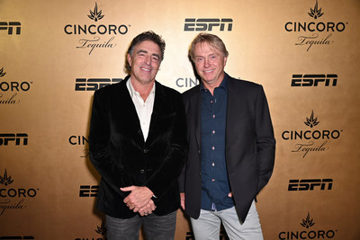 Cincoro Tequila founders, Wyc Grousbeck and Wes Edens celebrate the brand’s newest and fifth expression, Cincoro Gold, at a private launch party in New York City.