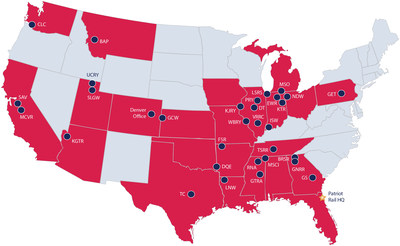 Patriot Rail's U.S. footprint.