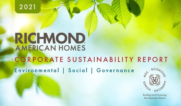 Richmond American Homes Corporate Sustainability Report slider with blurred leaves in background