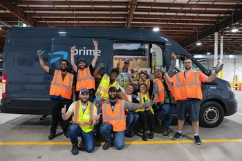 Amazon associates in Dartmouth, Nova Scotia pose with their donated STEM sets. (CNW Group/Amazon Canada)