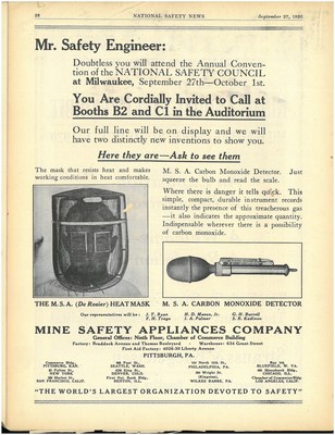 Established in 1914, MSA was founded as a company focused on improving mining safety. One of MSA’s founders, John T. Ryan, represented the company during its first expo appearance in 1920, where MSA featured an over-the-head heat mask and a carbon monoxide detector. While the products and technology have changed over 100 expos, MSA’s dedication to worker safety has not.