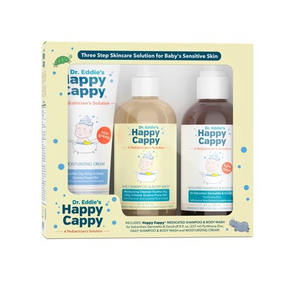 Dr. Eddie's Happy Cappy Gift Set, 3 Step Skincare Solution for Baby's Sensitive Skin, 3 Pieces - FRONT